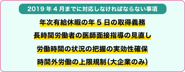 2019年4月までに対応しなければならない事項